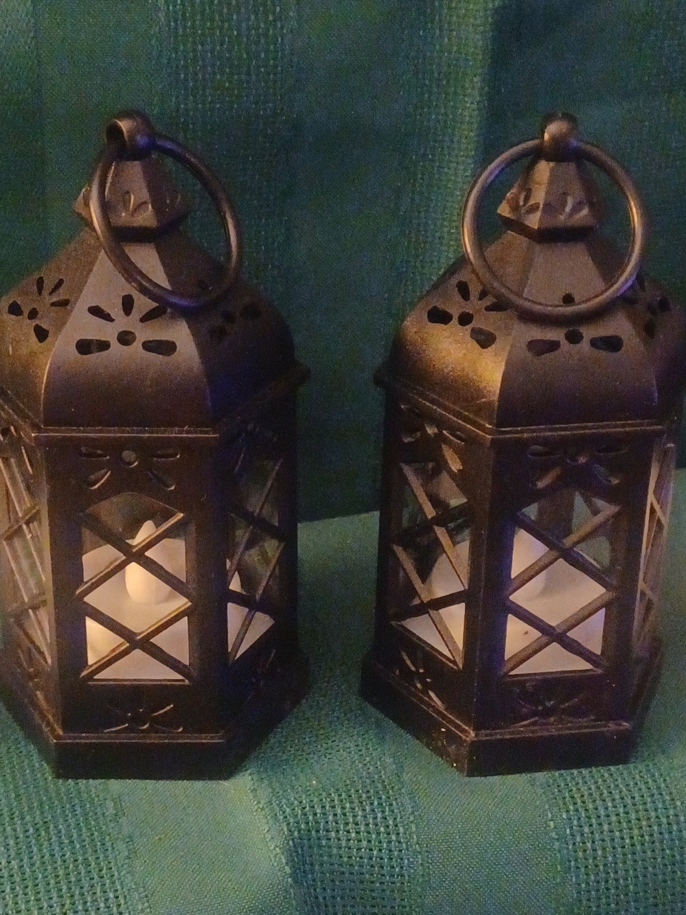 Decorative Lantern Pair Tealight Candles